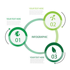 green technology Infographic elements design template, business concept with 3 steps or options, can be used for workflow layout, diagram, annual report, web design.Creative banner, label vector.
