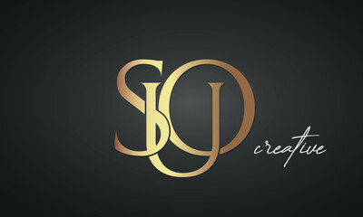 luxury letters SUO golden logo icon premium monogram, creative royal logo design