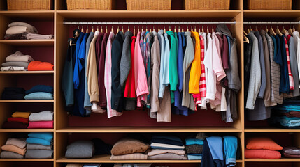 In the wardrobe, you can find various men's and women's clothes.