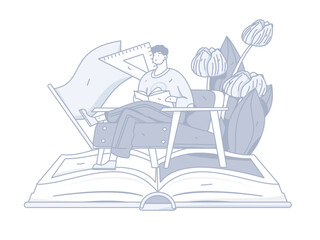 Education learning people flat vector concept hand drawn illustration
