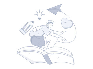 Education learning people flat vector concept hand drawn illustration
