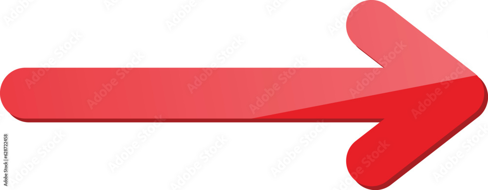 Poster red arrow right vector direction isolated on a white background. simple red arrow. icon red arrow di