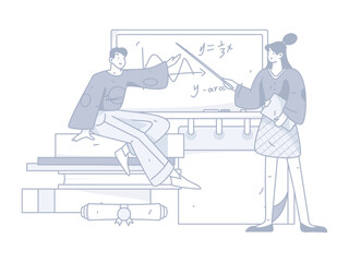 Education learning people flat vector concept hand drawn illustration
