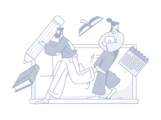 Education learning people flat vector concept hand drawn illustration
