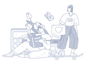 Education learning people flat vector concept hand drawn illustration
