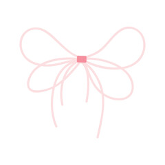 Ribbon bow clipart design. Valentine's Day or wedding decorated tape bows. Cartoon elements for present, celebration, and congratulation. Isolated on white background vector illustration