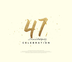 47th anniversary celebration, with gold glitter numbers. Premium vector background for greeting and celebration.
