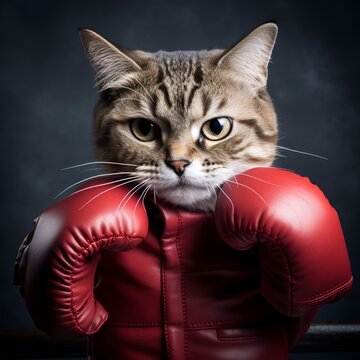 cat wearing boxing gloves