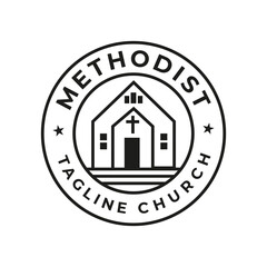 Methodist church design inspiration simple logo stamp Education Logo design vector