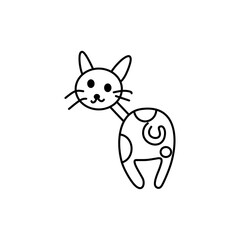 cat cartoon vector 32 Outline line Cute and funny cats doodle. Cartoon cat or kitten characters design collection Minimal cat drawing. Set of purebred pet animals isolated on transparent background.