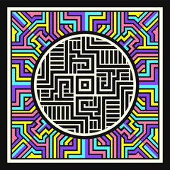 vector modern contemporary colorful geometric lines scarf pattern on black