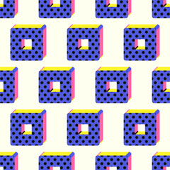 Obraz premium vector four color 3D square loop seamless pattern on white
