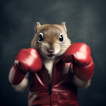 squirrel wearing boxing gloves