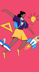 Education learning people flat vector concept hand drawn illustration
