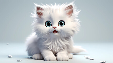 Cat 3D cute white background