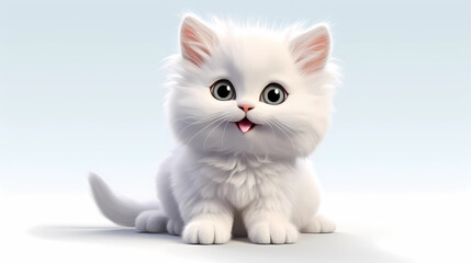 Cat 3D cute white background