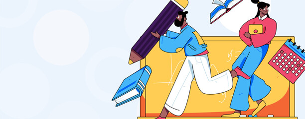 Education learning people flat vector concept hand drawn illustration
