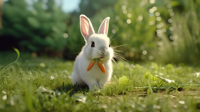white rabbit on grass