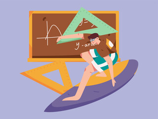 Education learning people flat vector concept hand drawn illustration
