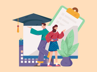 Education learning people flat vector concept hand drawn illustration
