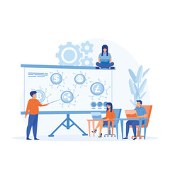 Financial literacy education and cryptocurrency concept, flat vector modern illustration