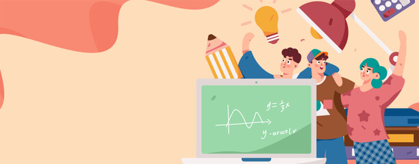 Education learning people flat vector concept hand drawn illustration
