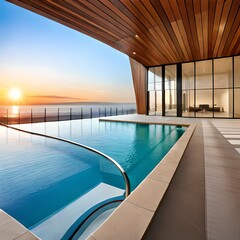 Obraz premium swimming pool at sunset