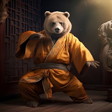 bear as a Shaolin monk