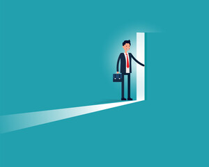 Business person open the door. Opening opportunity door Concept