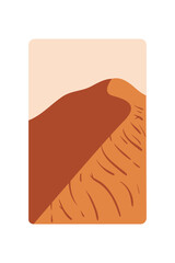 Vector illustration of sunset desert landscape. Wild Western Texas desert sunset with mountains and cactus in flat cartoon style.