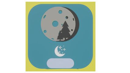 moon and trees over it, app icon, iOS app icon, Stars and moon themed, Midnight theme, Night, Forest and Moon, Cartoon and simplistic, icon, night moonlight, .app, flat icon, Active of game icon, moon