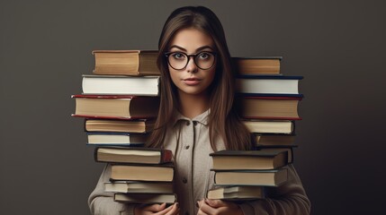 woman with books