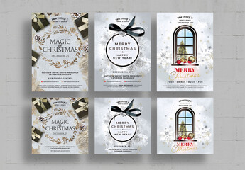 White Christmas Flyer Layout Set