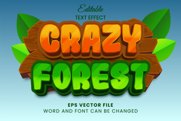 Naklejka premium Crazy forest vector text effect, kids game vector text effect