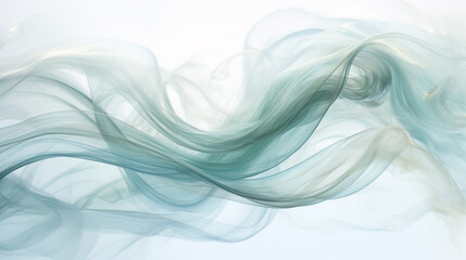 Fototapeta premium Generative AI image of abstract mossy green smoke movement backdrop: Waves of serene mossy green mist cascade and intertwine, evoking a sense of calm and tranquility in their gentle, fluid motions.