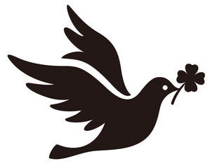 羽ばたく鳩のシルエット（四葉のクローバー）／pigeon silhouette
