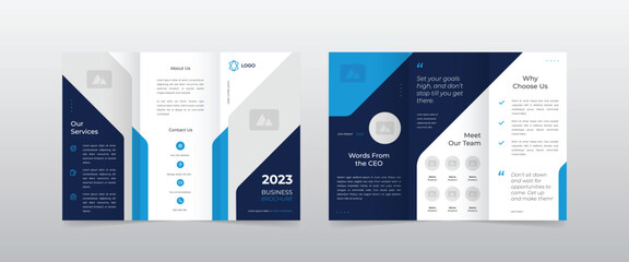 blue business trifold brochure design template