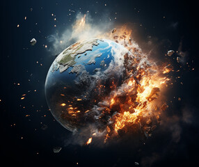 Fototapeta premium Cosmic Collision Course: Earth's Last Stand, Generative AI