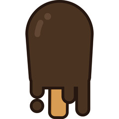 Cartoon cute melting chocolate ice cream icon illustration.