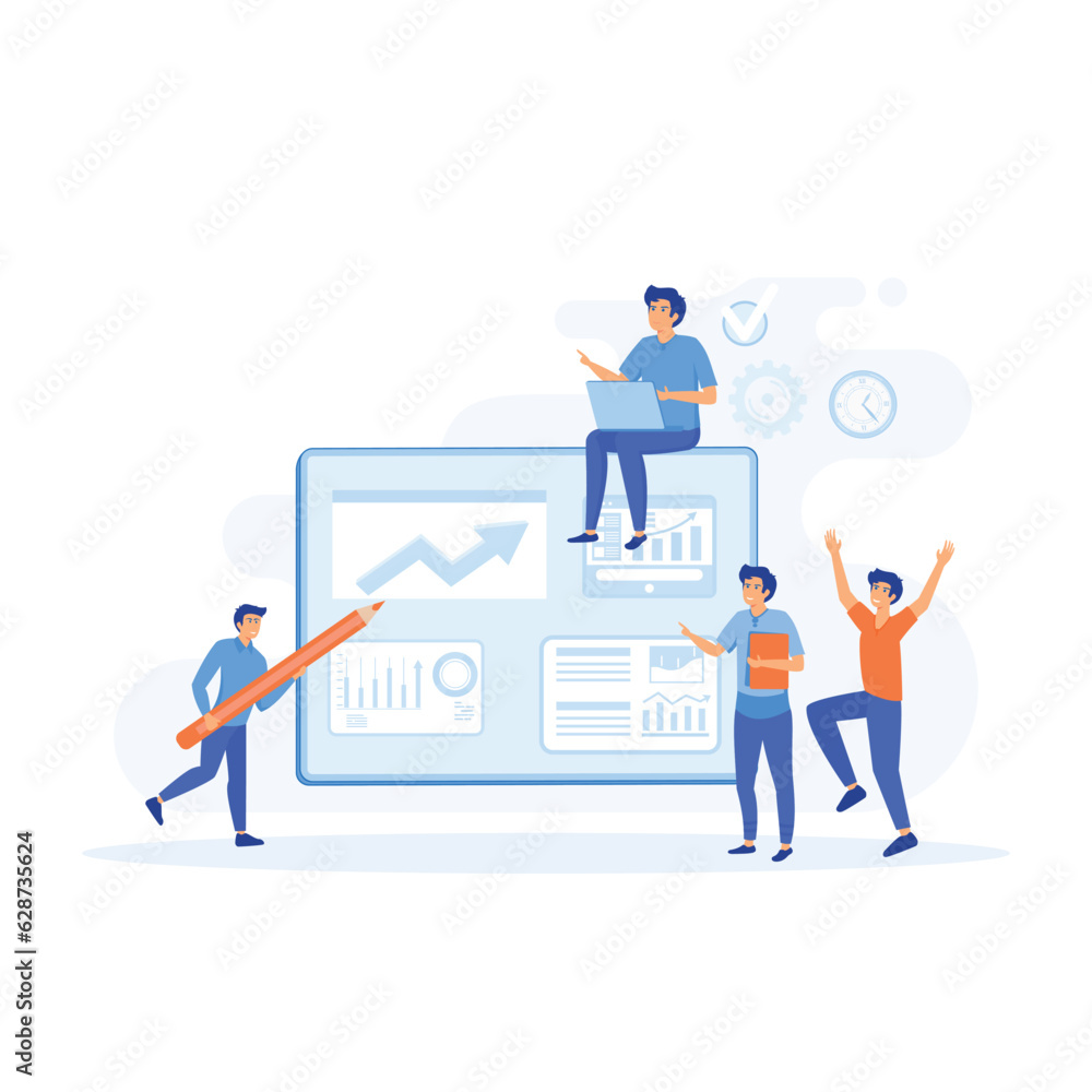 Poster agile project management concept, work flow organization. office work and time management. flat vect