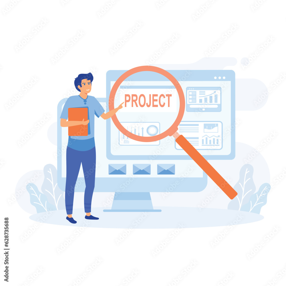 Poster project tracking concept, development and scheduling. task completion or progression monitoring, fla