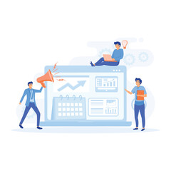 Project management concept, motivation and leadership. Marketing analysis and development,  flat vector modern illustration   