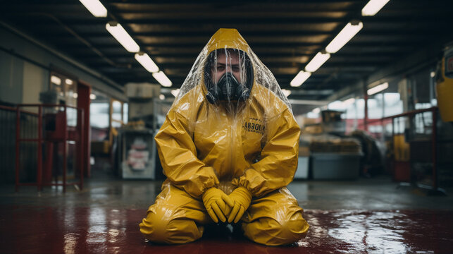 In the Midst of the Metropolis: Hazmat-Suited Figure Stands Tall, Generative AI