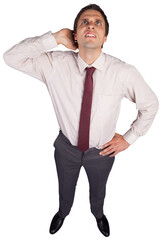 Digital png photo of confused caucasian businessman standing on transparent background