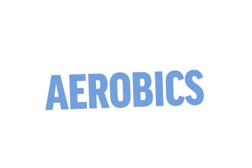 Digital png illustration of aerobics text on transparent background