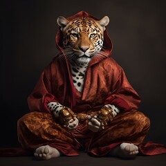 tiger as a Shaolin monk - obrazy, fototapety, plakaty