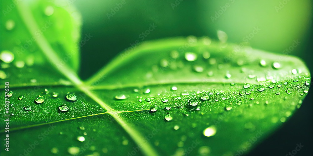 Poster green leaf background close up view. nature foliage abstract of leave texture for showing concept of