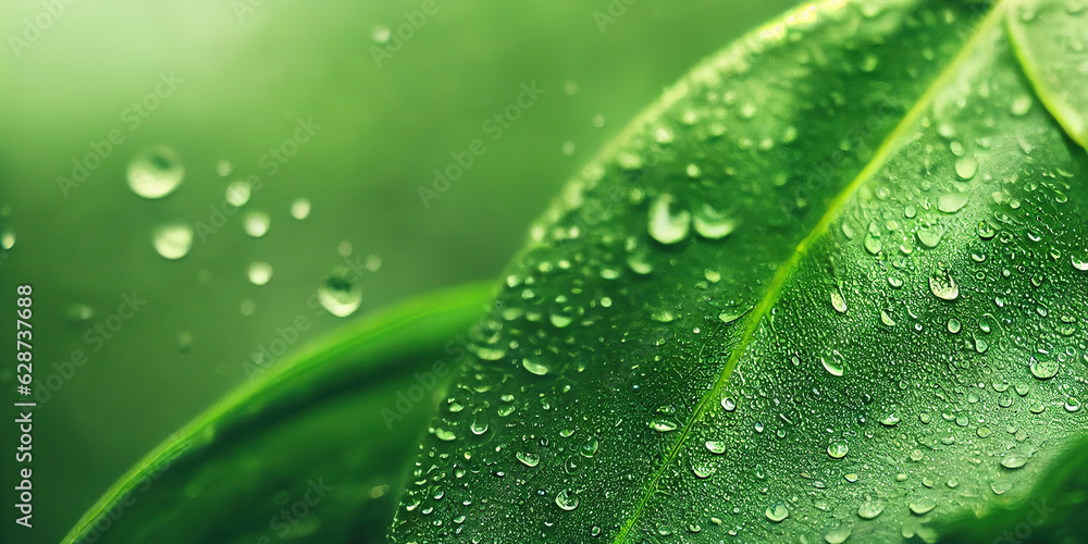 Poster green leaf background close up view. nature foliage abstract of leave texture for showing concept of