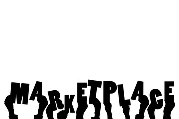 Digital png illustration of marketplace text on transparent background