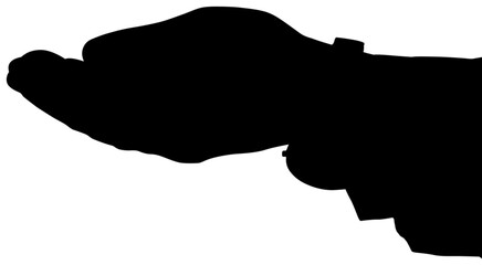 Digital png illustration of silhouette of hand on transparent background